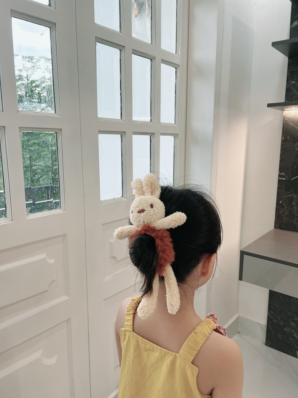Dây cột tóc hình thỏ bông 3D xinh xắn đáng yêu