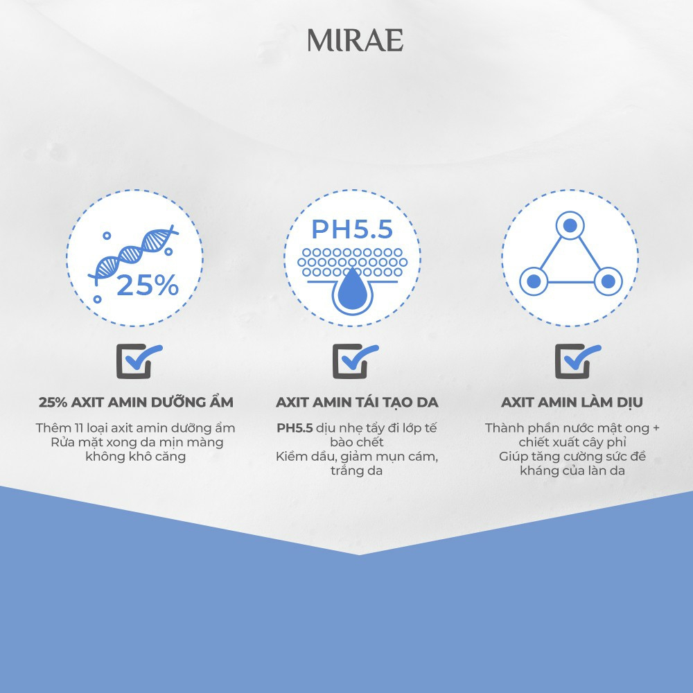 Sữa Rửa Mặt MIRAE làm sạch cấp ẩm hỗ trợ dưỡng da