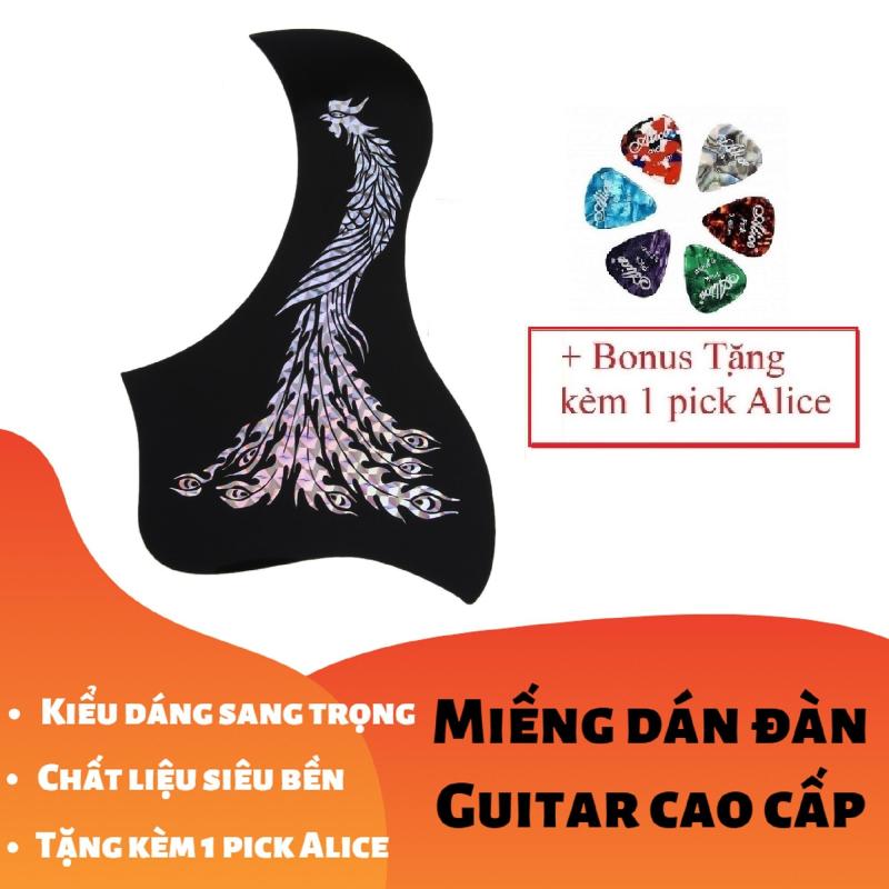 [RẺ GIẬT MÌNH] Miếng dán cao cấp trang trí, bảo vệ đàn Ghi-ta 3D Phượng Hoàng vàng bạc (Guitar PickGuard) - Tặng kèm 1 pick Alice