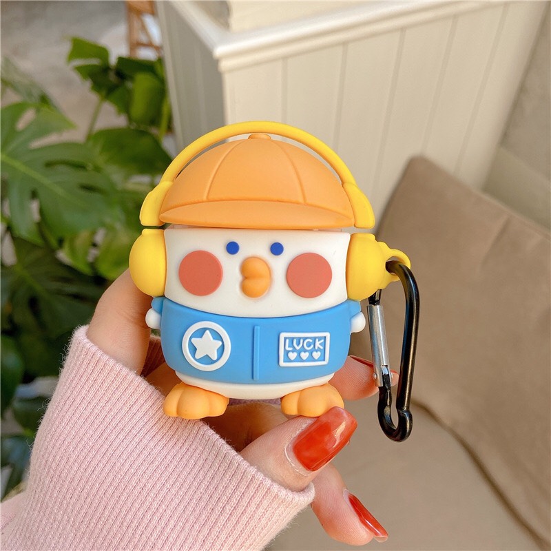 Tai nghe bluetooth nhét tai không dây TWS inpods i12 có vỏ ốp lưng bảo vệ hình thú nghộ nghĩnh kết nối cảm ứng vân tay dùng cho ios và android âm thanh trung thực