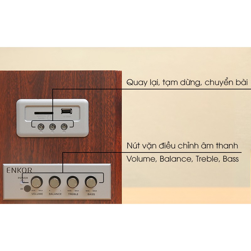 Loa Vi Tính 2.1 Enkor S2850 Nâu