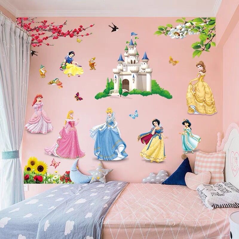 Decal dán tường, tranh dán tường công chúa cho bé gái
