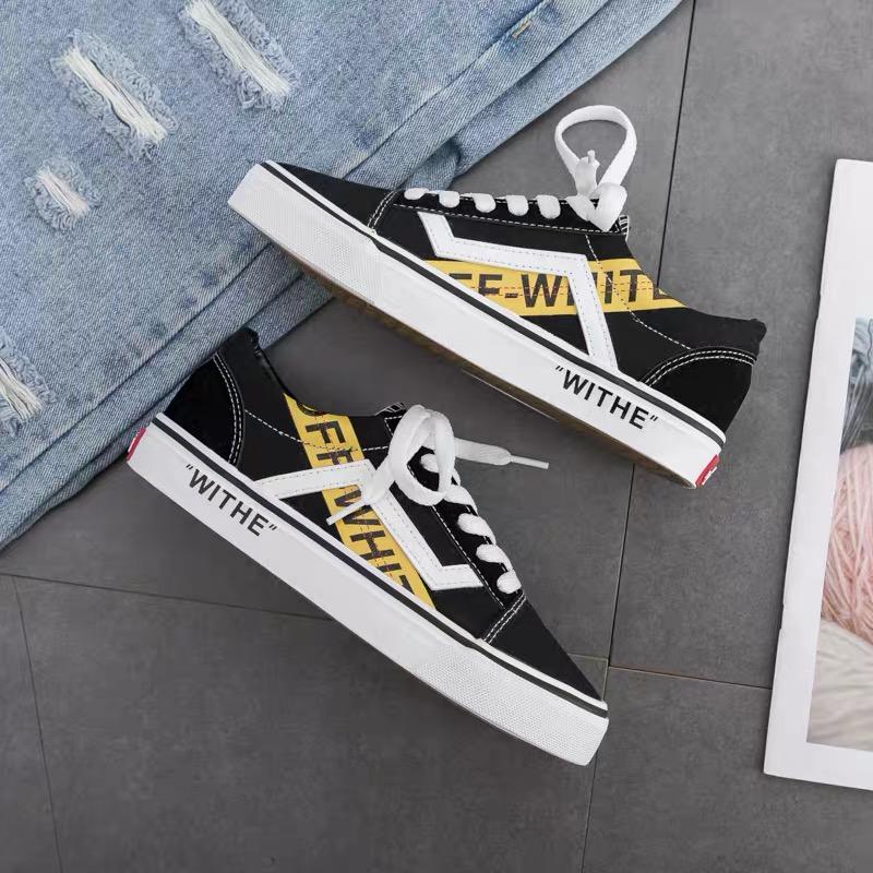 (video that) Giầy nữ Vanz old skool OFF WiTE Sneaker vải Trăng Đen 2 (Grab Store)