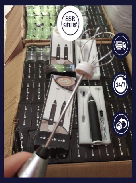 Máy Tạo Bọt Cà Phê Đánh Trứng Dùng Pin Sạc Cổng USB