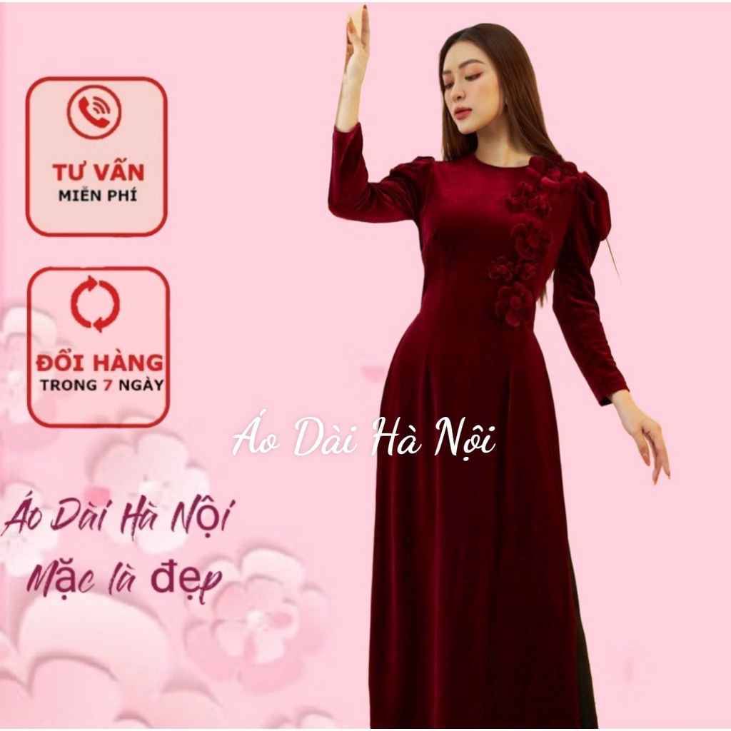 [Giá xưởng} Áo dài nhung kết hoa nhung đẹp sang trọng - Áo Dài Hà Nội