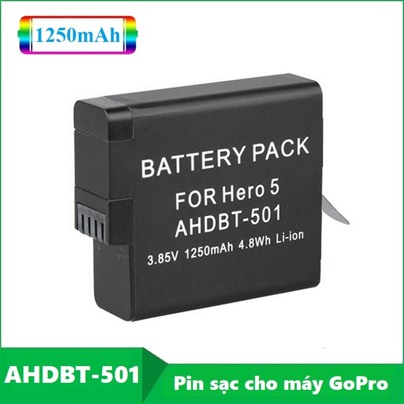 Pin Camera GoPro Hero 5 6 7 AHDBT-501 dung lượng thật 1250mAh - Pin sạc cho GoPro AHDBT 501 - Battery Pack for Hero 5 6 7 AHDBT-501