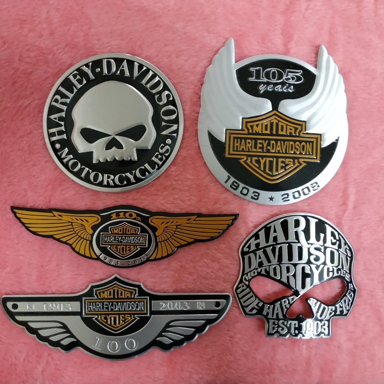 Logo Nhôm Dán Xe Harley Davidson tròn 7.5cm