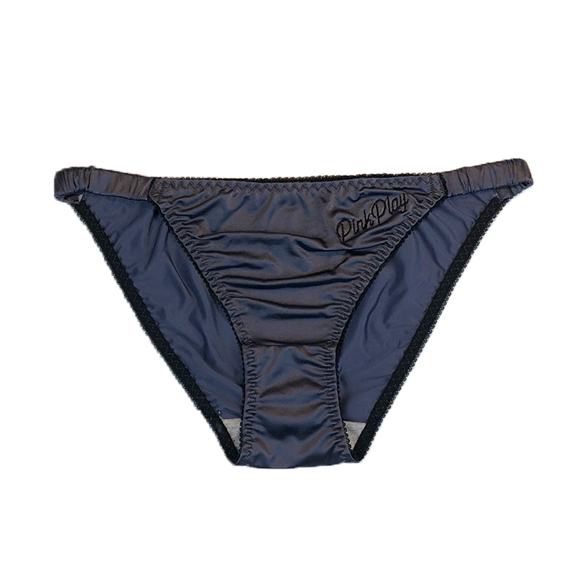 Siêu mượt Quần lót lụa tam giác P Play chữ thêu
