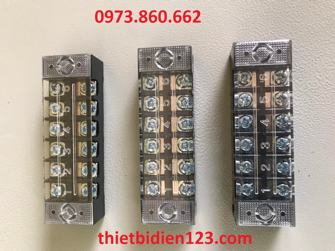 Cầu đấu điện 15A, 25A, 45A, 60A 4 mắt 6 mắt, 12 mắt - Domino điện