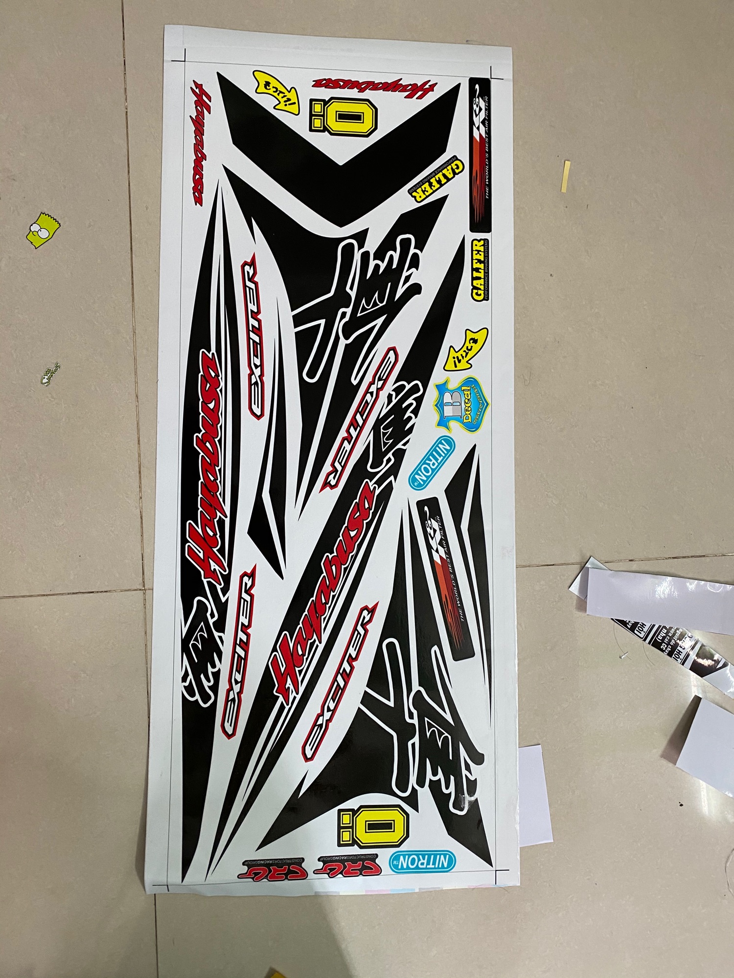 Tem xe exciter 150 hayabusa dán xe trắng