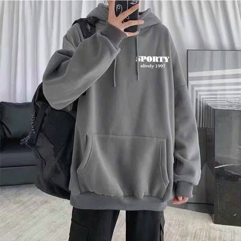 ÁO KHOÁC HOODIE THU ĐÔNG NAM NỮ SPO.RTY FOM RỘNG RETRO MỸ PHỐI NÓN CÓ TÚI TO PHONG CÁCH - NỈ STORE