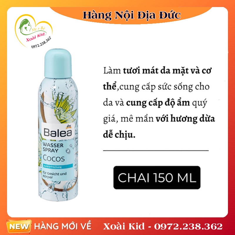 XỊT KHOÁNG BALEA AQUA 150ML -NỘI ĐỊA ĐỨC ĐỦ BILL