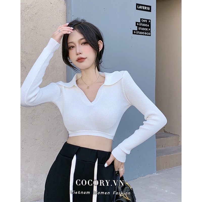 Áo Croptop Cổ bẻ Tay Dài A505499