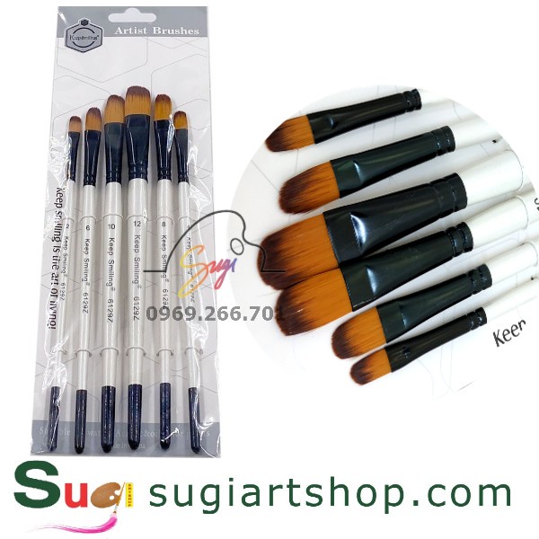 Bộ cọ 6 cây đầu Keep smiling 6129