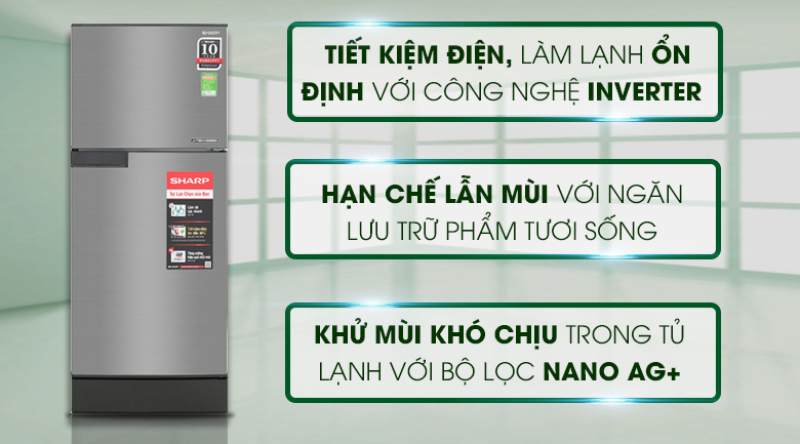 Tủ lạnh Sharp Inverter 150 lít SJ-X176E-SL