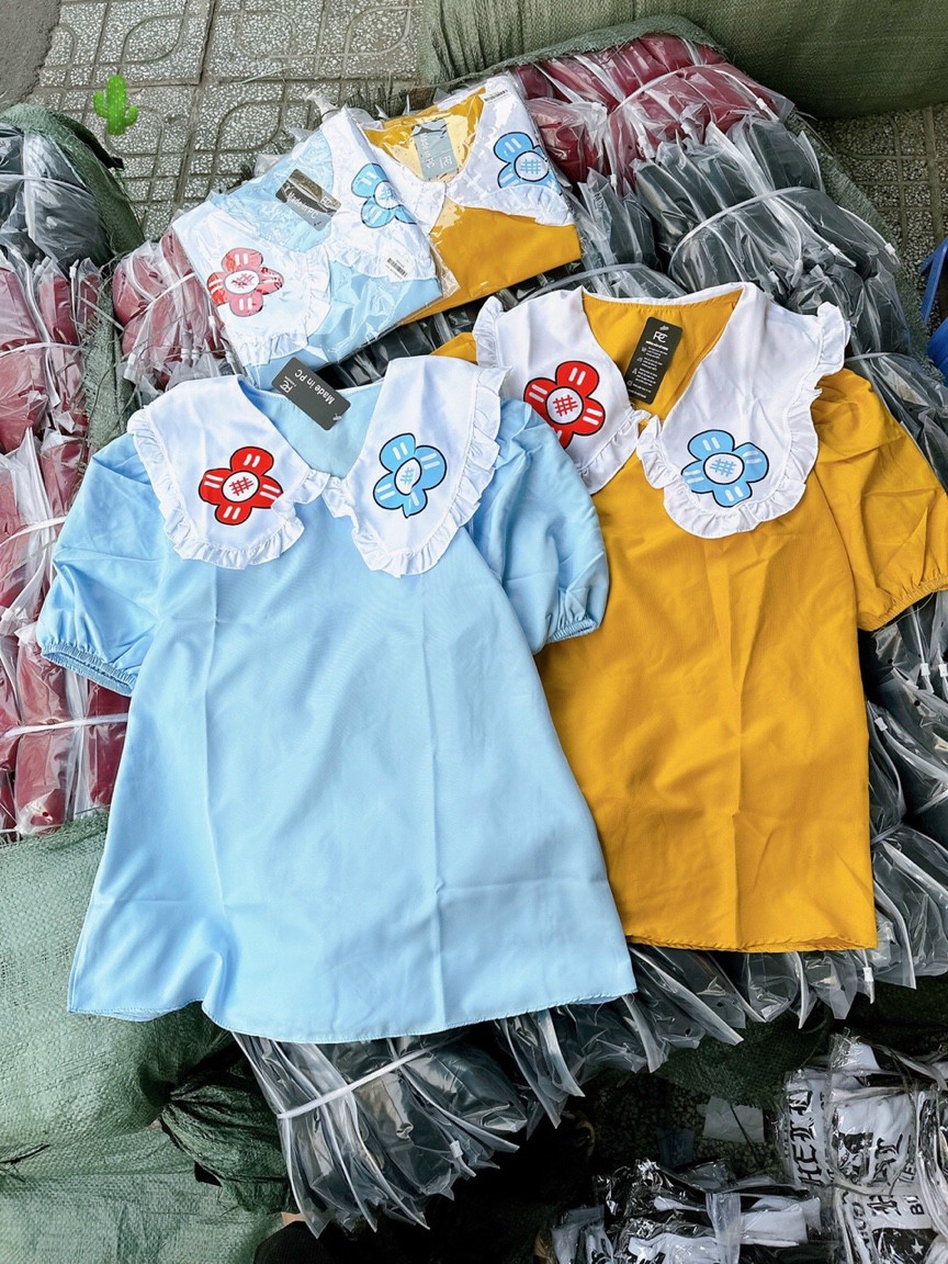 (ảnh thật) Áo babydoll cổ bèo chất kate đẹp