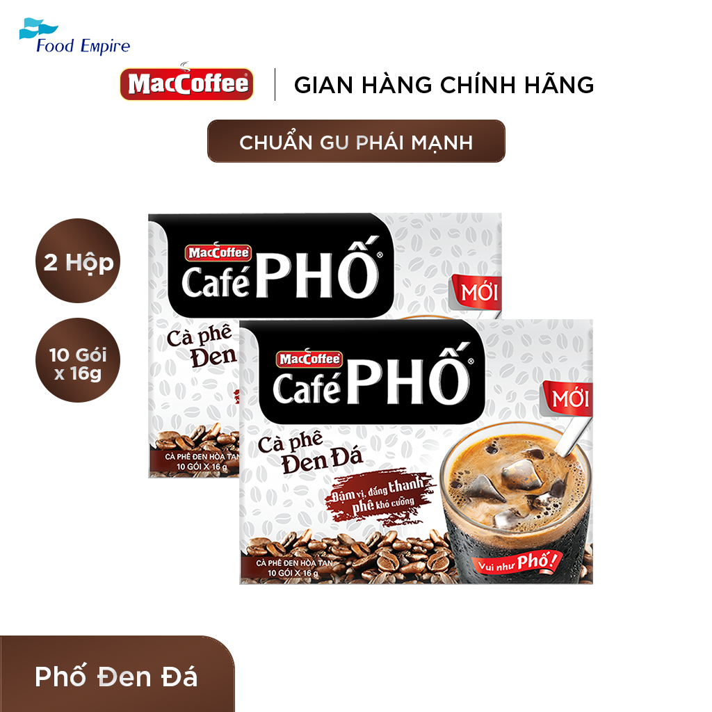 Combo of 2 Boxes of Black Street Coffee Iced - Maccoffee (Box of 10 Packs X 16g)