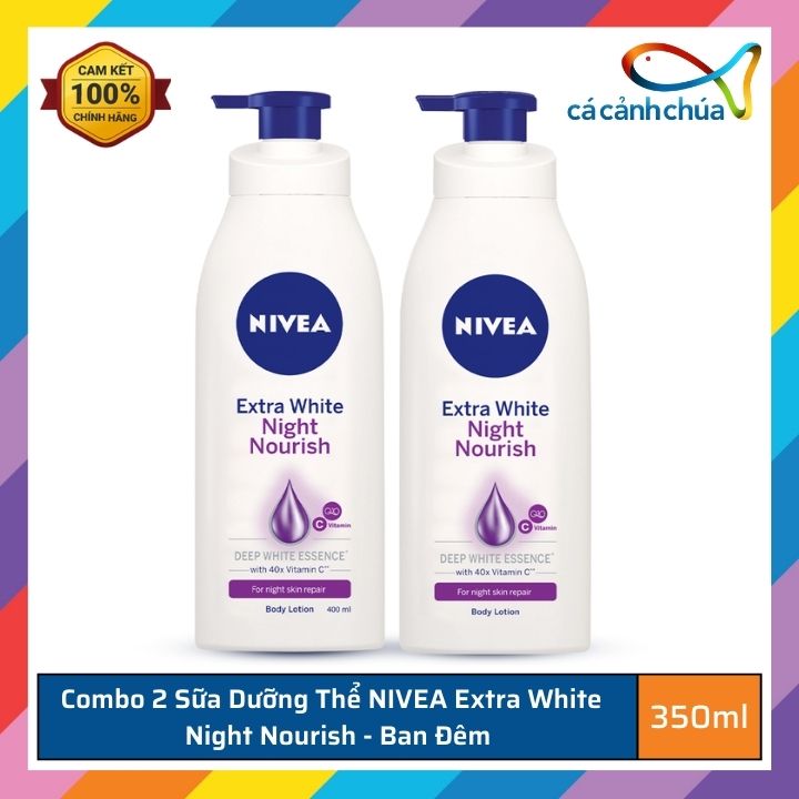 Set of 2 nourishing milk can Nivea extra White Night and Day moisturizing whitening repair sunscreen (350mlx2) -Thailand