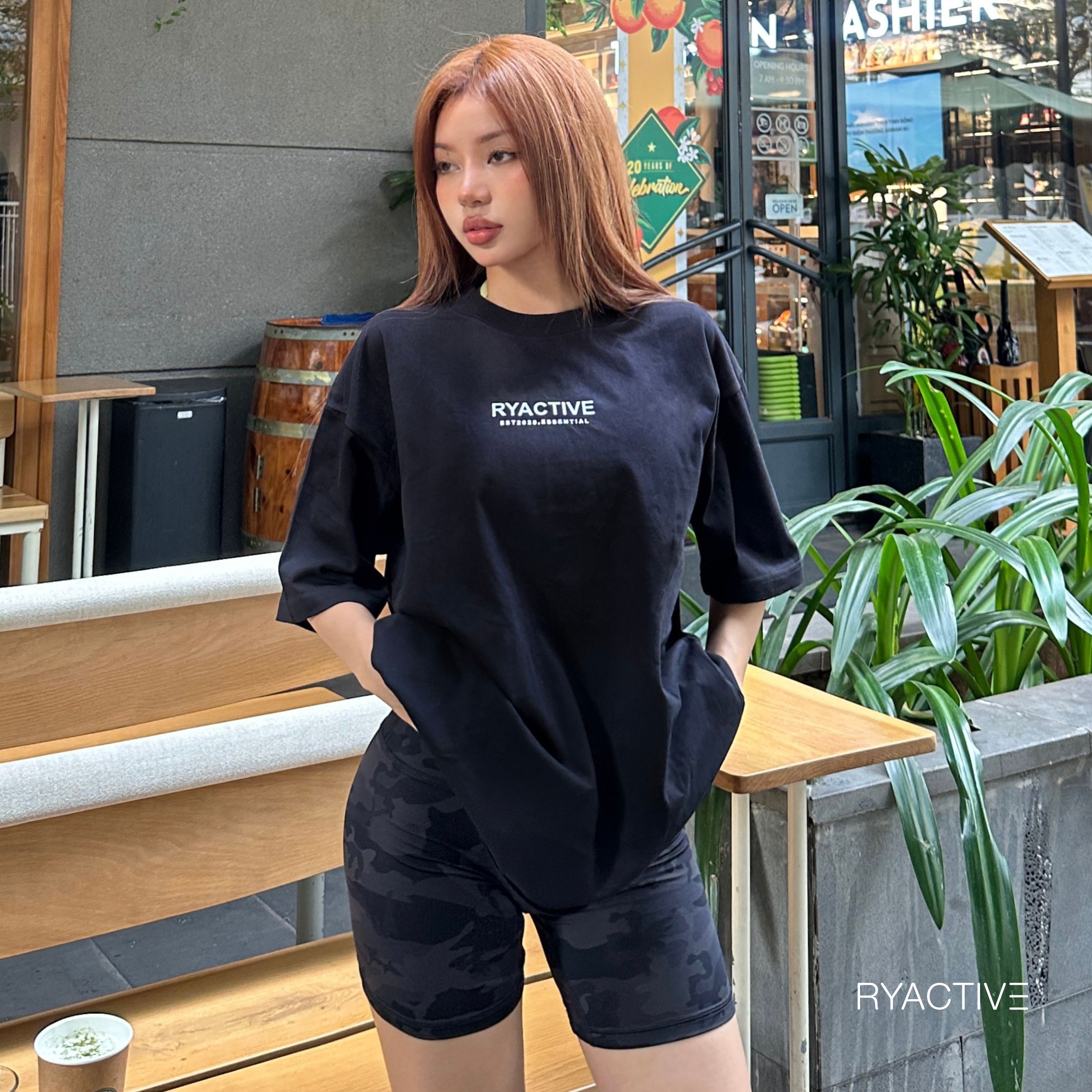 Áo thun form oversize RYACTIVE - RYACTIVE ESSENTIAL TEE  Black