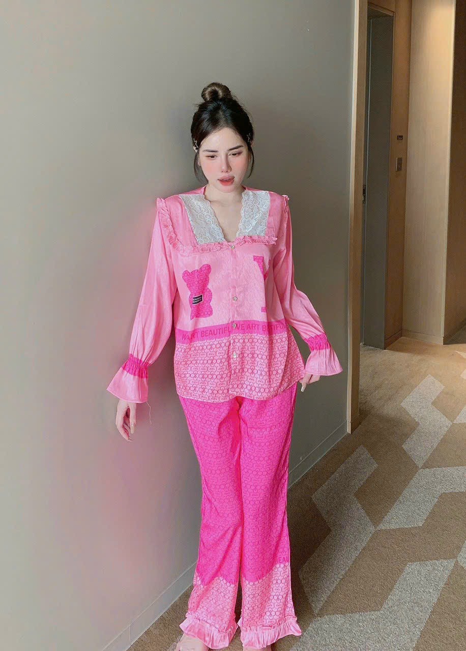 Đồ bộ mặc nhà Pijama chất lụa xước ánh kim cao cấp