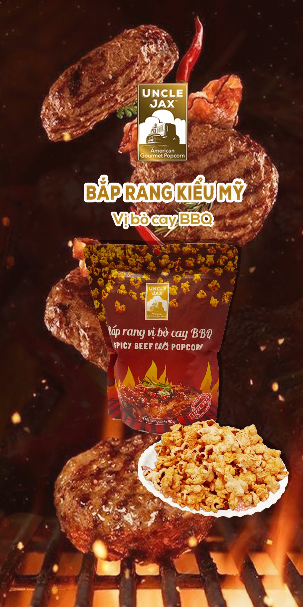 Bắp Rang Uncle Jax vị Bò Cay BBQ (40g)