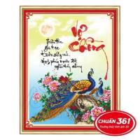 Tranh thêu chữ thập vợ chồng công hoa mẫu đơn 53361 - kích thước 62 * 79