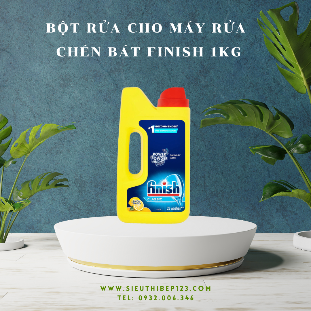 Bột Rửa Chén Bát Hương Chanh Finish Classic Power Powder Lemon Sparkle 1kg