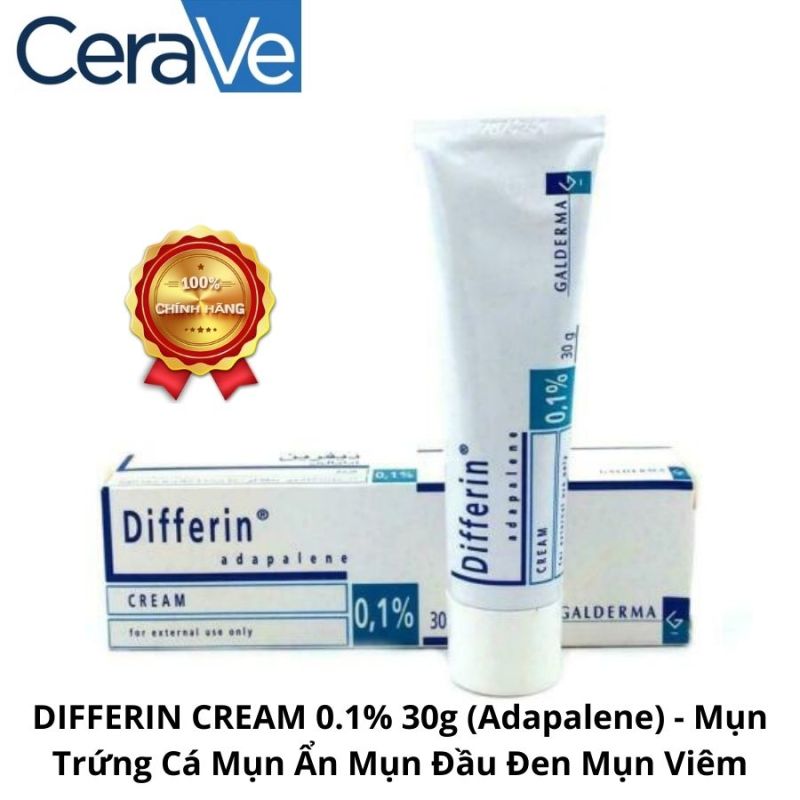 DIFFERIN CREAM 0.1% 30g (Adapalene) - Mụn Trứng Cá Mụn Ẩn Mụn Đầu Đen Mụn Viêm giá rẻ
