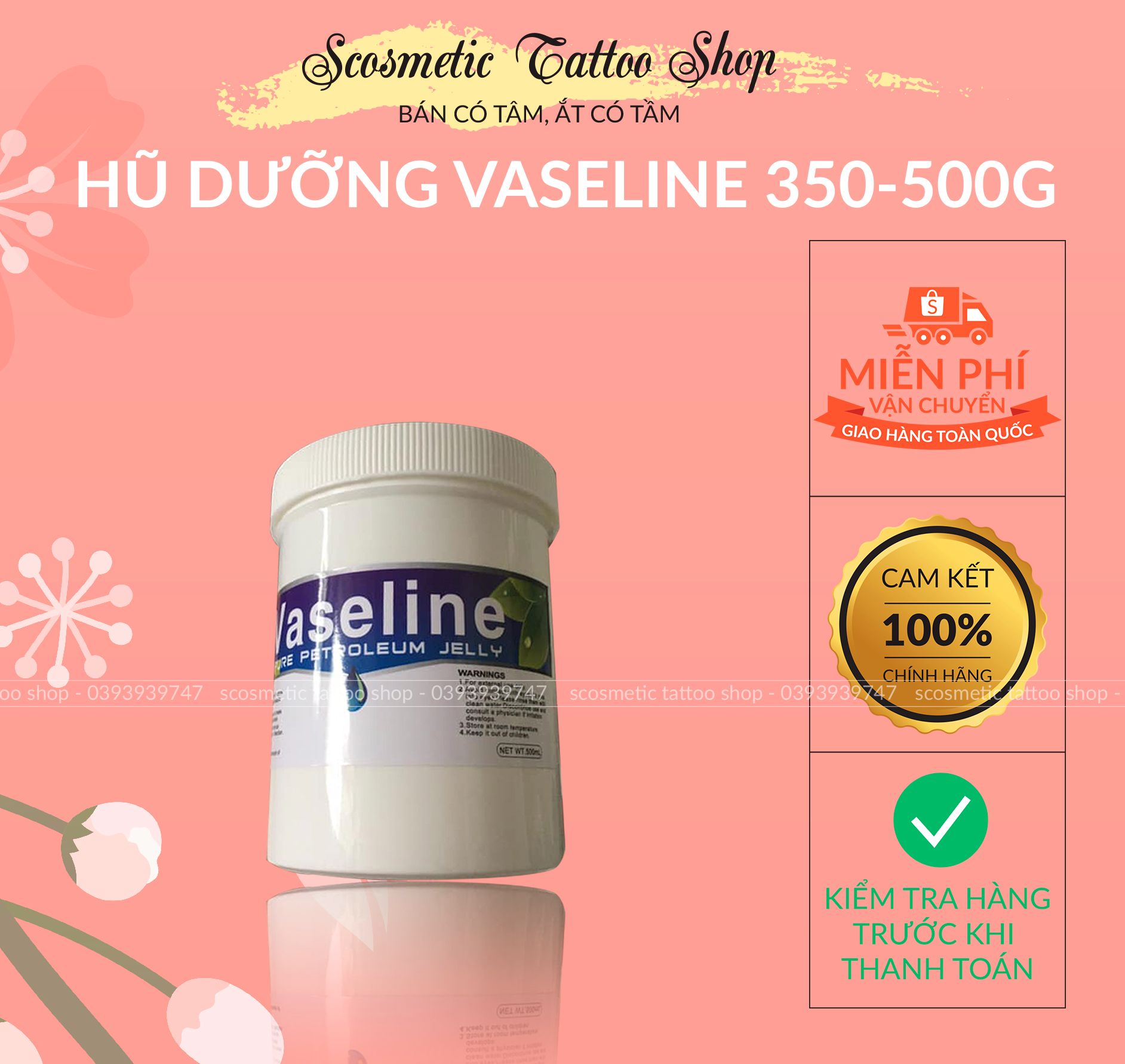 Vaseline Healing Jelly 49g Dưỡng Môi Sau Xăm