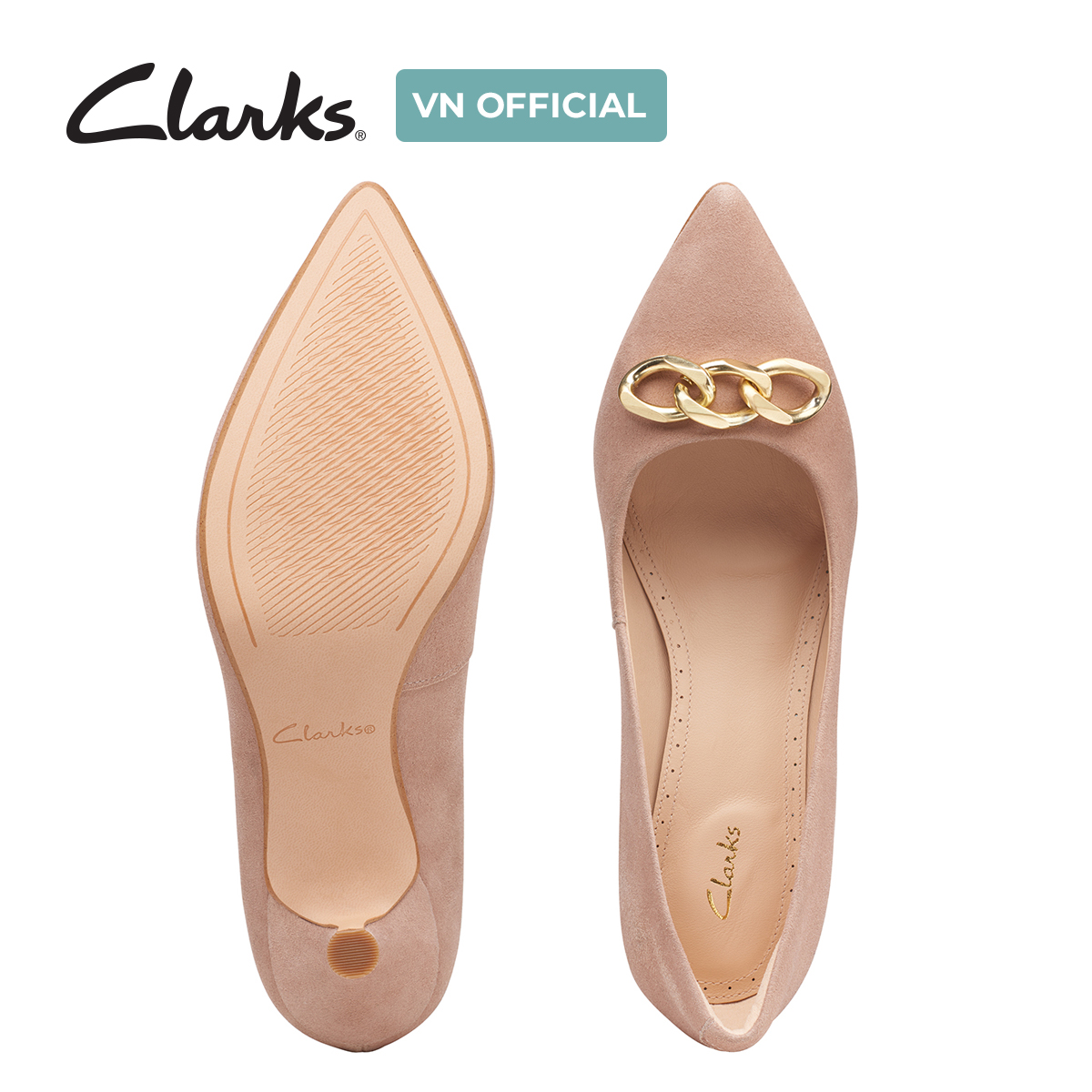 Giày Cao Gót 5.5cm Da Lộn Nữ Clarks - Violet55 Trim