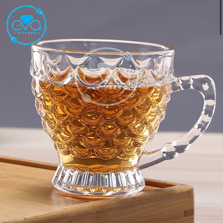 [HCM]Bộ 6 Tách Thuỷ Tinh Hoạ Tiết Vẩy Cá Fish Scale Glass Cup Sang Trọng CF029 M3339