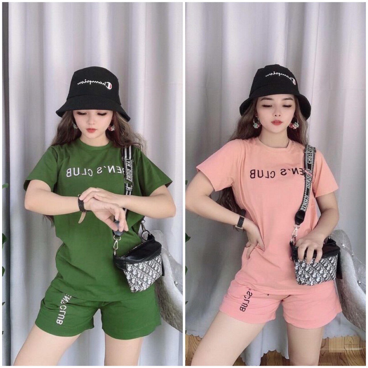 Set bộ ngắn in chữ phong cách dễ thương