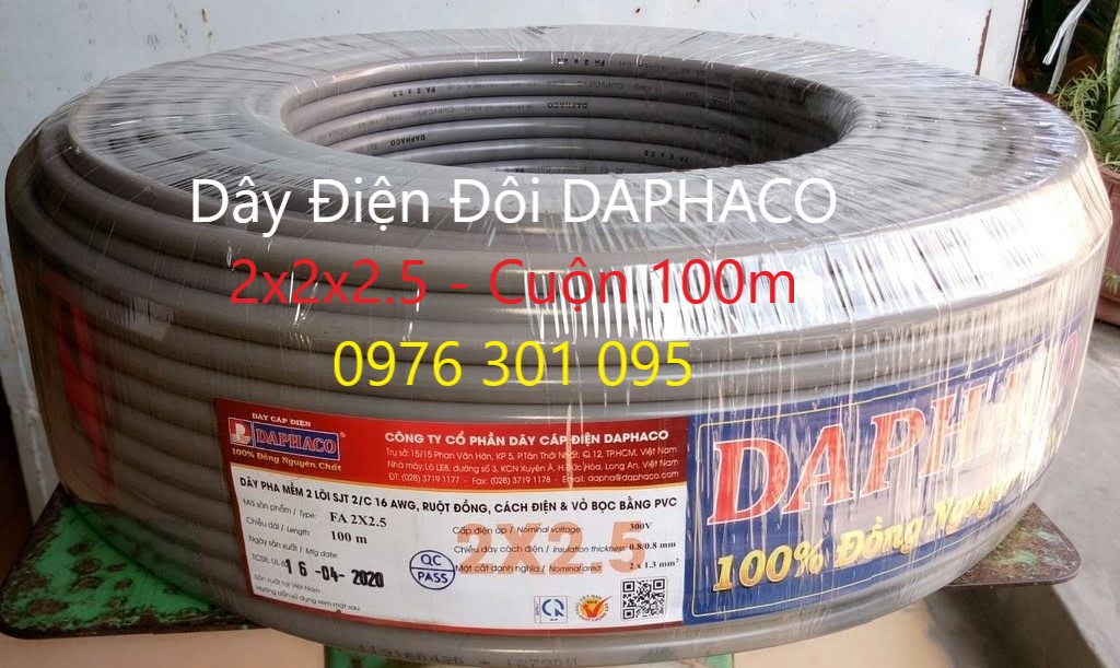 Dây điện đôi xám tròn fa 2x2x1.0 / 2x2x1.5 / 2x2x2.5