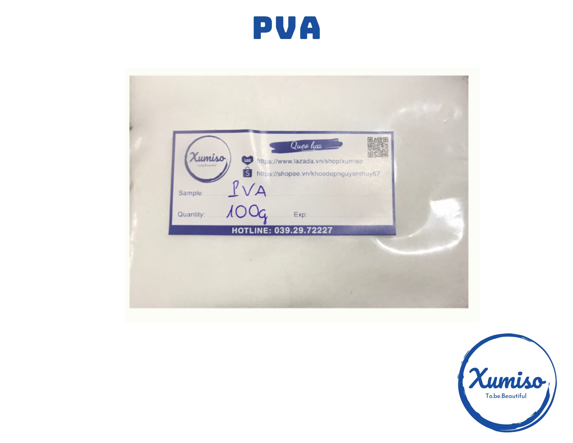 Pva - polyvinyl alcohol - chất tạo màng lột - nguyên liệu mỹ phẩm - xumiso 100g