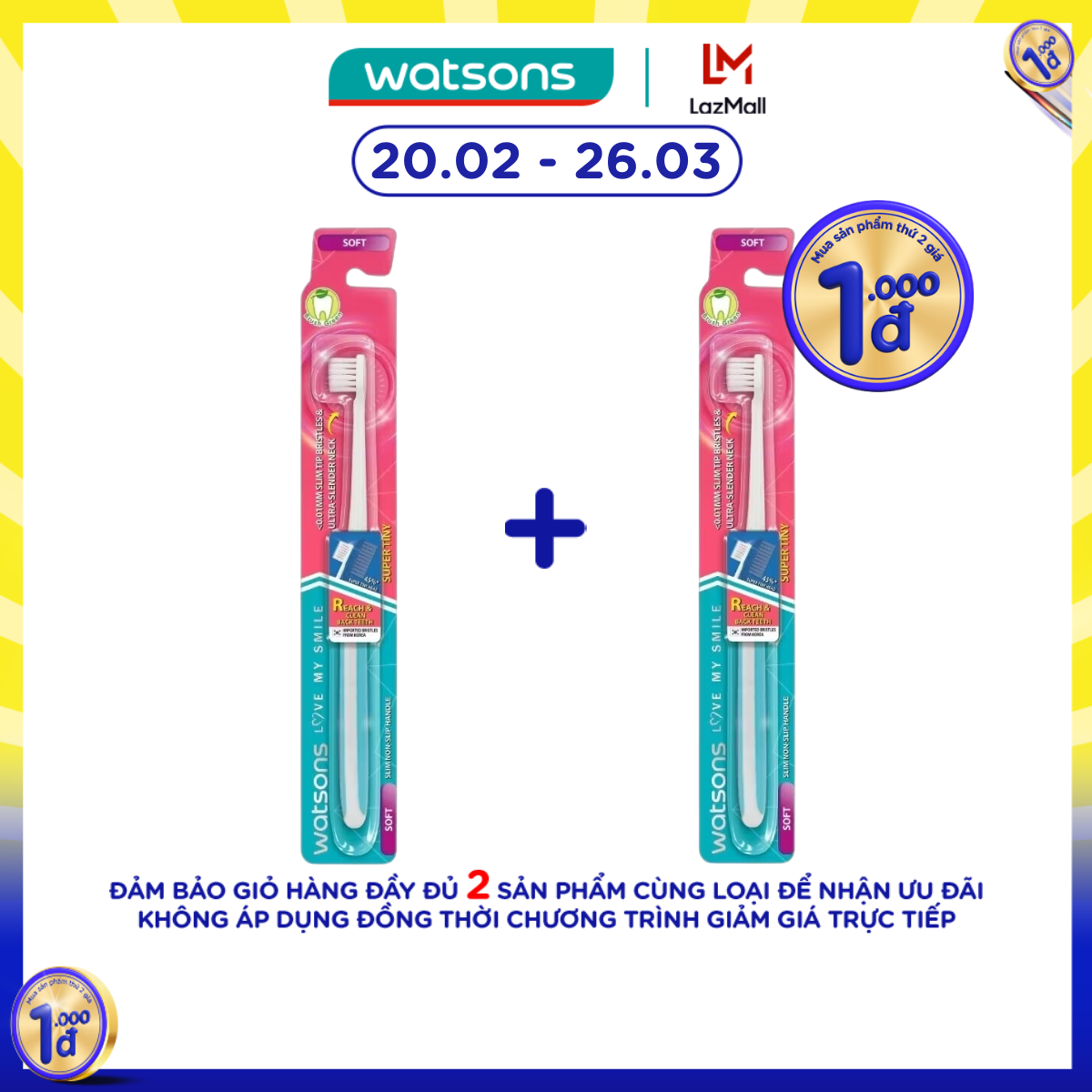 Bàn Chải Đánh Răng Watsons Super Tiny Toothbrush (Soft) 1s