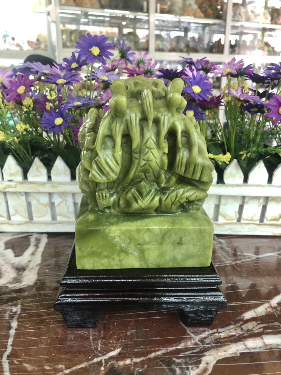 Ấn Rồng phong thủy đá ngọc serpentine - Cao 13 cm