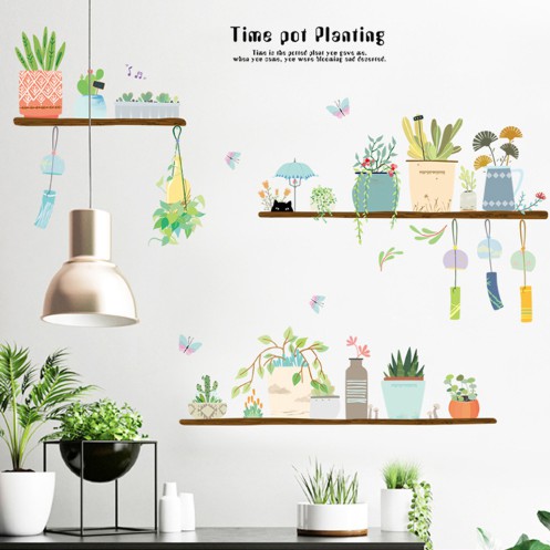 DECAL DÁN TƯỜNG GÓC CHẬU CÂY TIME
