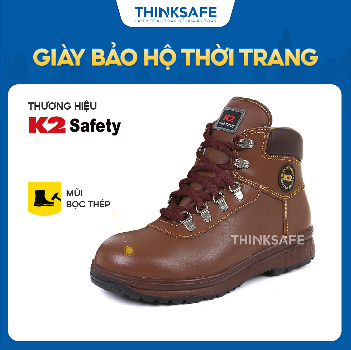 Korean working safety shoes k2-14 zipper Brown cowhide waterproof shockproof work shoes building shoes-johnsafe