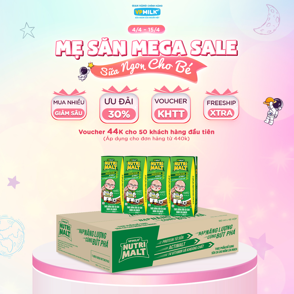 [Thùng 48 Hộp 180ml] Sữa Ca Cao Mầm Lúa Mạch Đen Nutrimalt Cho Bé Từ 1 Tuổi