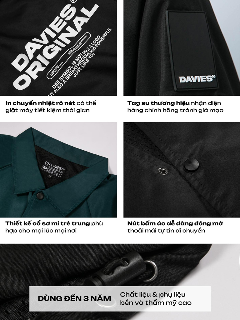 Áo khoác dù nam nữ form rộng basic jacket local brand DAVIES| D29-AK2