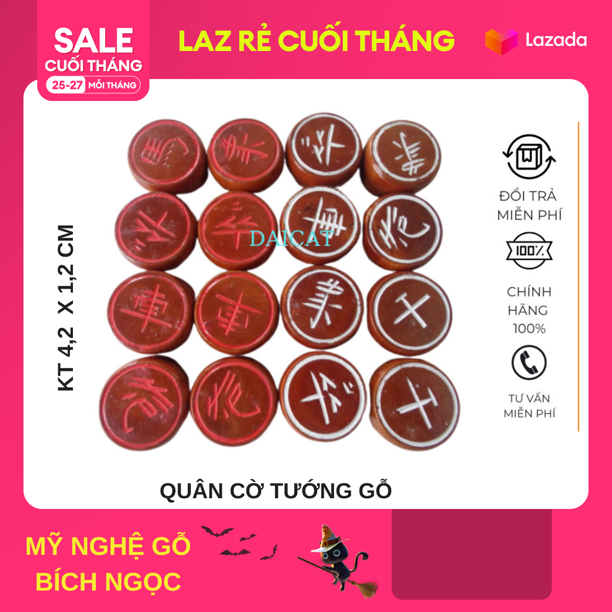 [Freeship 50k cho đơn từ 300k] Quân cờ tướng gỗ 4,2cm  - Độc Đáo với Mãi Mãi Sự Quý Giá- Mỹ Nghệ gỗ Bích Ngọc