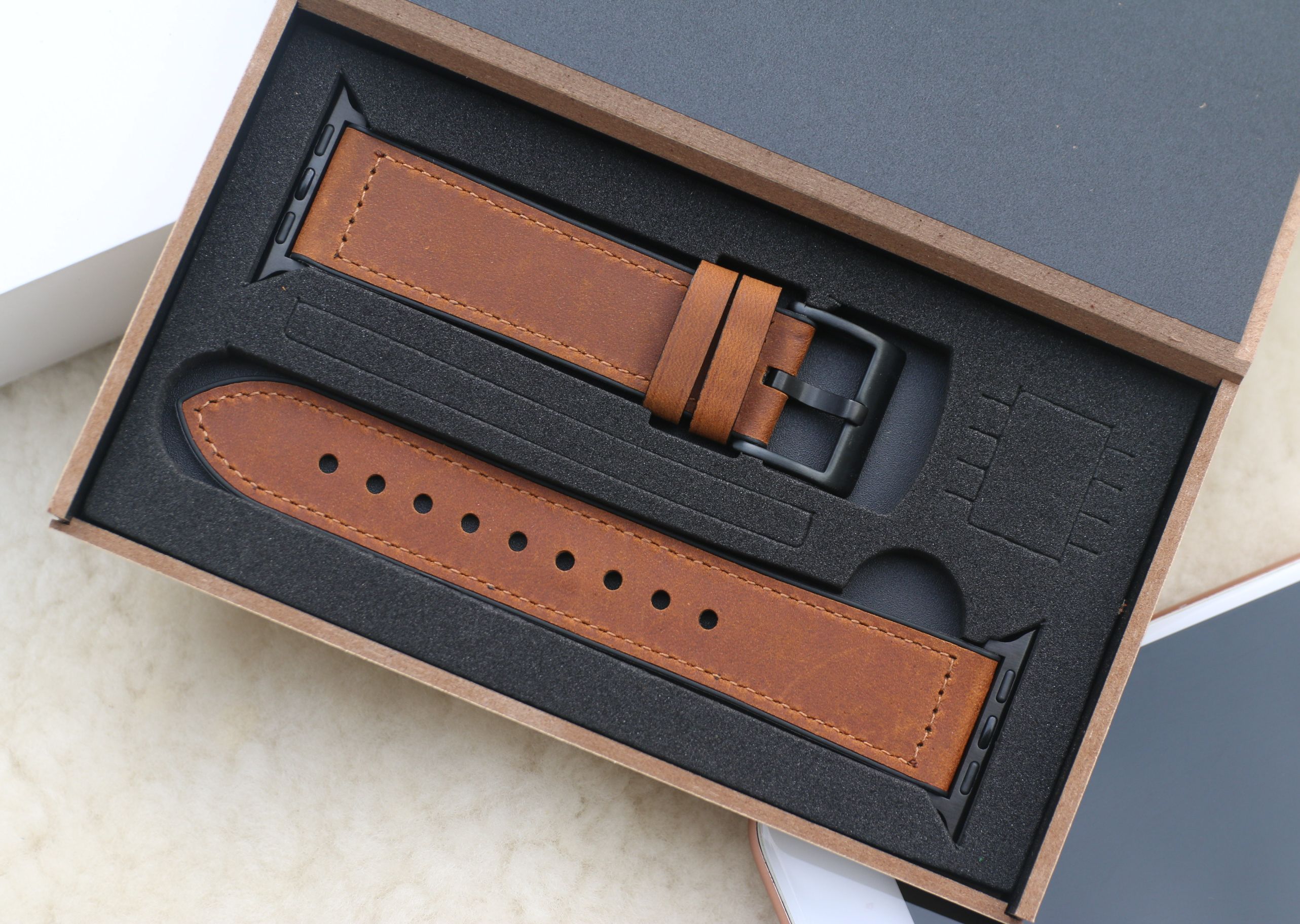 [ Kèm Hộp ] Dây da sáp dầu Vintage thay thế cho Apple watch