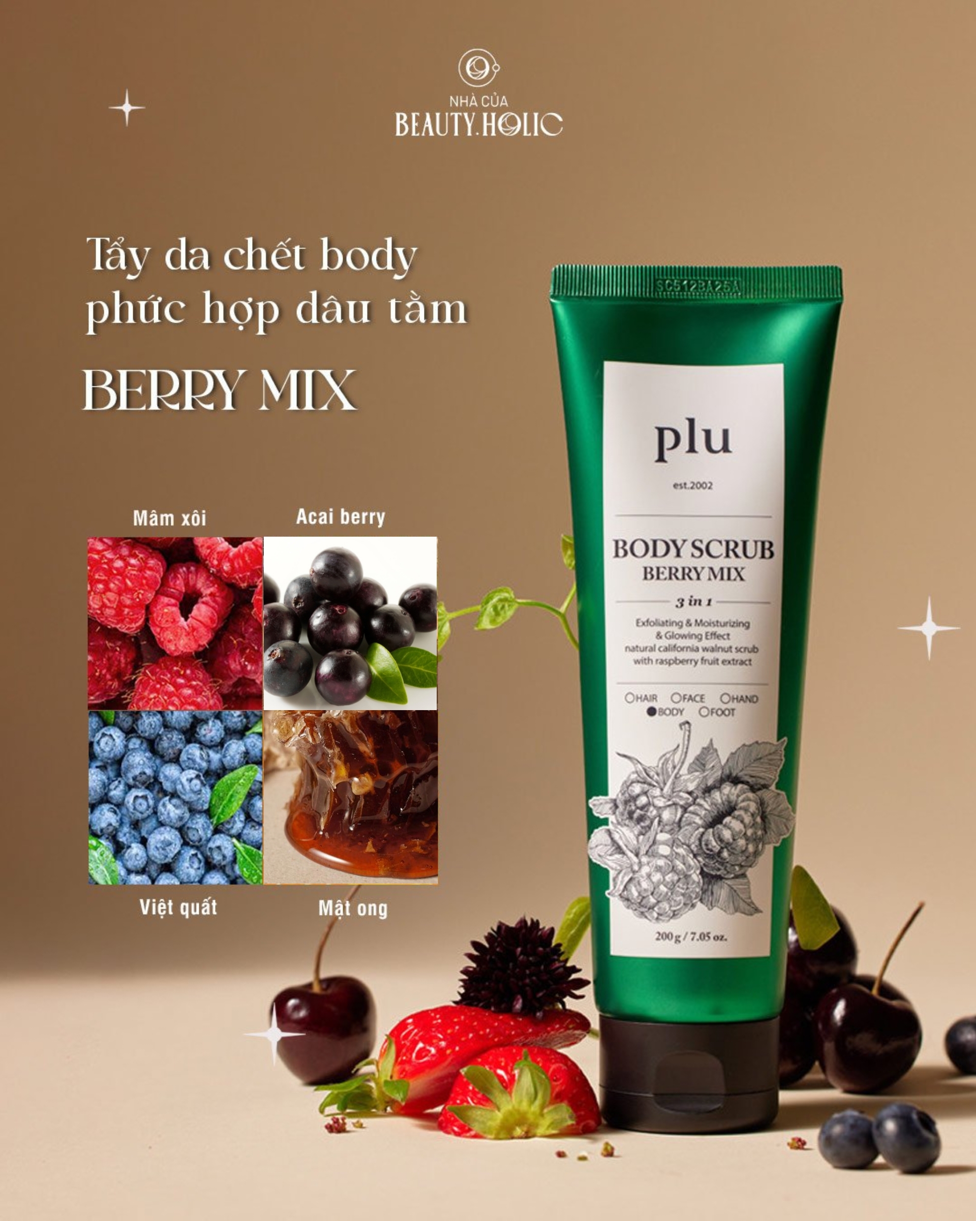 [Nhacuabeautyholic] Tẩy da chết toàn thân PLU BODY SCRUB