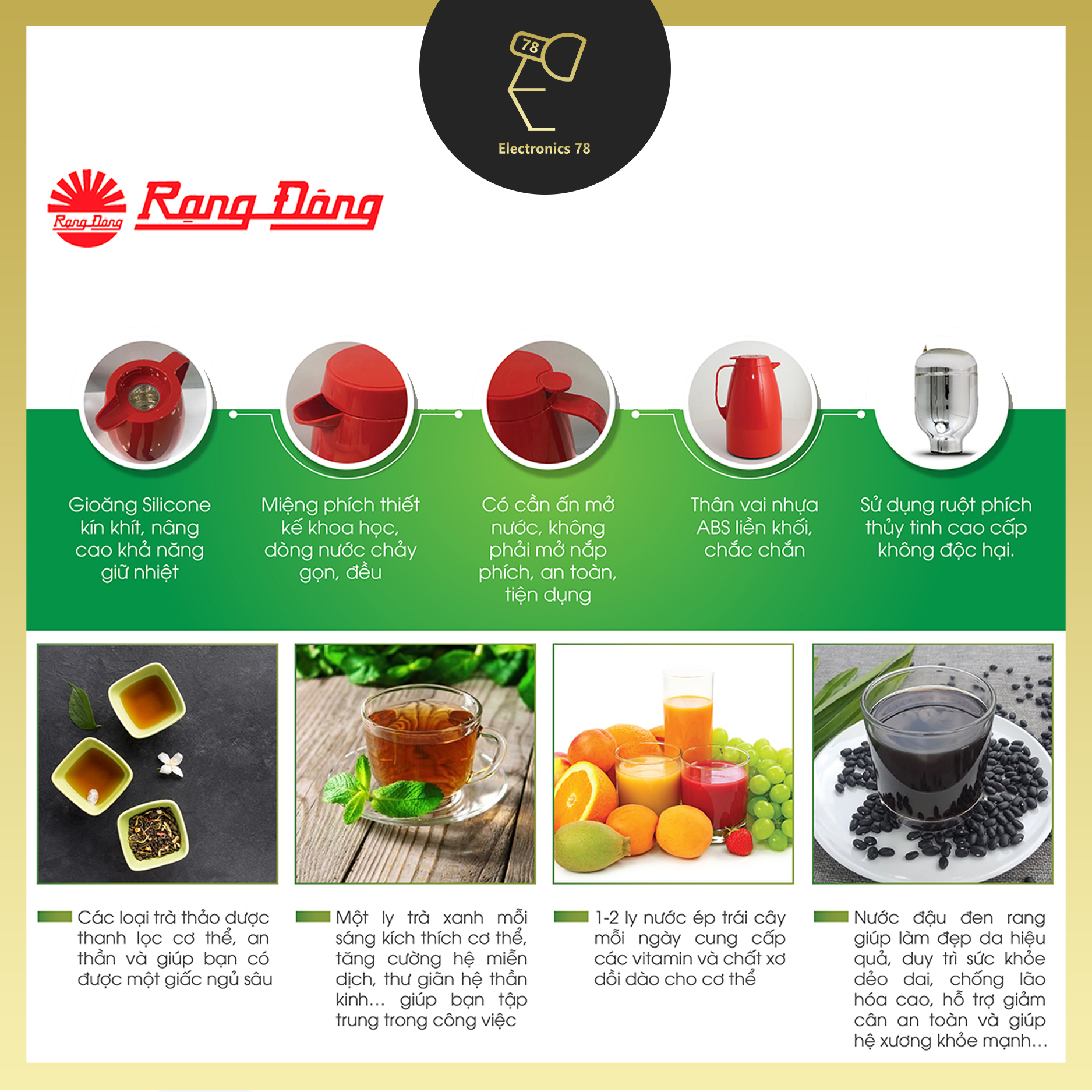 Phích pha trà, giữ nhiệt Rạng Đông - 1542 N2.E [1.5 Lít]