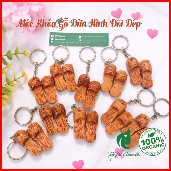 Móc Khóa Gỗ Dừa Hình Đôi Dép