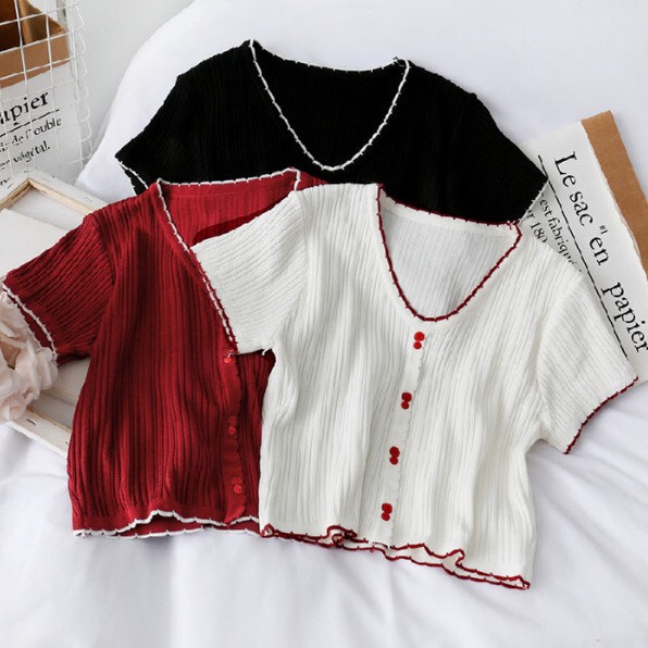 Áo len croptop nữ chất len mongtoghi mùa thu 2020 weekend