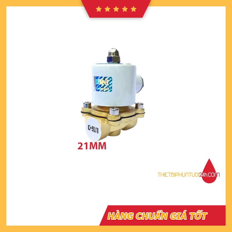 Van điện từ UNID phi 21, tự động khóa ngắt nước, dùng trong hệ thống tưới, hệ thống phun sương kèm đầu chuyển