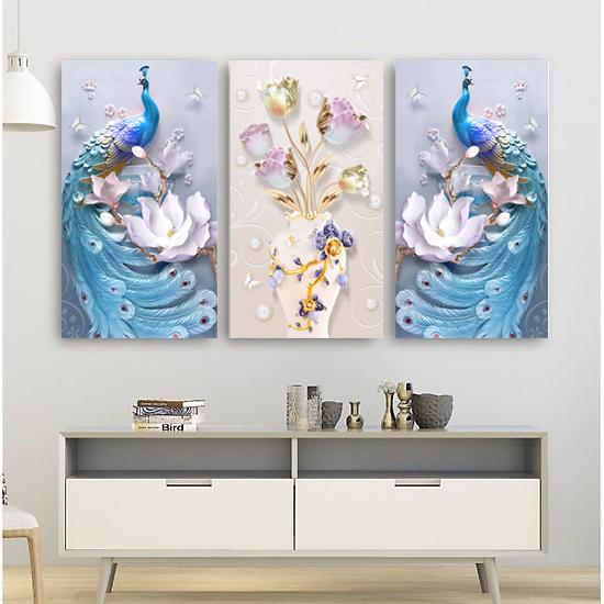 Tranh dán tường 3D Chim công - Chất liệu Decal chống thấm nước - Kích thước 50 x 70 40 x 60 - MS 01
