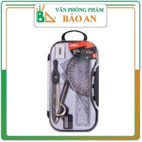 Bộ compa học sinh deli, đen - gồm 8 dụng cụ - eg30404 làm bằng chất liệu hợp kim