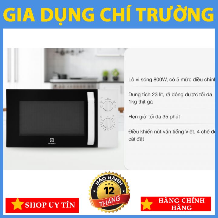 [LÒ VI SÓNG] Electrolux EMM20K18GW 20 lít